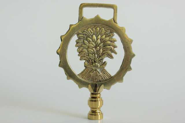 Brass Wheat Sheaf Lamp Finials On Shiny Hardware - A Single Finial Or Matching Pair - image 1