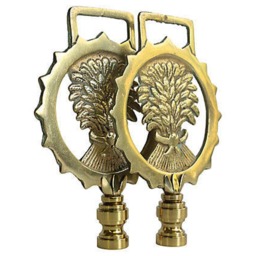 Brass Wheat Sheaf Lamp Finials On Shiny Hardware - A Single Finial Or Matching Pair - thumbnail 3