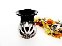 Essential Oil Diffuser Ceramic Burner Hot Brown Blue Porcelain Room Fragrance Feng Shui Aromatherapy Lotus Candle Warmer Hand Painted Art - thumbnail 1