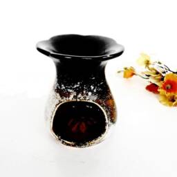 Essential Oil Diffuser Ceramic Burner Hot Brown Blue Porcelain Room Fragrance Feng Shui Aromatherapy Lotus Candle Warmer Hand Painted Art - thumbnail 3