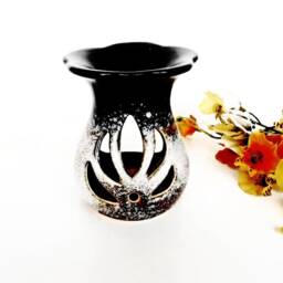 Essential Oil Diffuser Ceramic Burner Hot Brown Blue Porcelain Room Fragrance Feng Shui Aromatherapy Lotus Candle Warmer Hand Painted Art - thumbnail 2