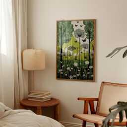 Green Meadow Poster - Butterfly Woodland Wall Art Botanical Forest Illustration - thumbnail 2