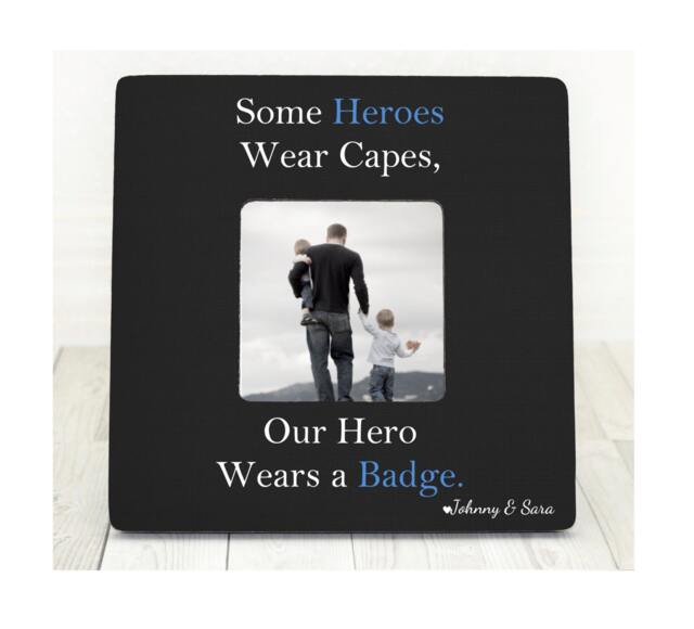 Personalized Police Officer Picture Frame Hero Dad Gift, Officer Gift, Police Badge - image 1