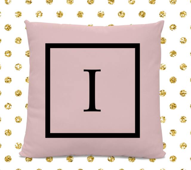 Initial Pillow - Letter With I Monogrammed Custom Throw Pink