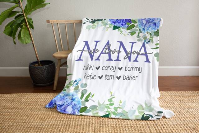 Christmas Blanket, Gift, Floral Hydrangeas Style Personalized Mom Gift For Grandparent, Birthday - image 1