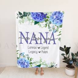 Christmas Blanket, Gift, Floral Hydrangeas Style Personalized Mom Gift For Grandparent, Birthday - thumbnail 3