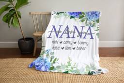 Christmas Blanket, Gift, Floral Hydrangeas Style Personalized Mom Gift For Grandparent, Birthday