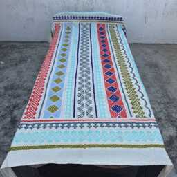Traditional Hand-Embroidered Cotton Suzani Quilt - Artisan Bohemian Home Accent, Reversible Throw - thumbnail 2