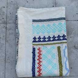 Traditional Hand-Embroidered Cotton Suzani Quilt - Artisan Bohemian Home Accent, Reversible Throw - thumbnail 4