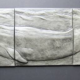 Blue Whale Relief Sculpture Handmade Concrete Art Tile, Limited Edition - thumbnail 2