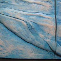 Blue Whale Relief Sculpture Handmade Concrete Art Tile, Limited Edition - thumbnail 3