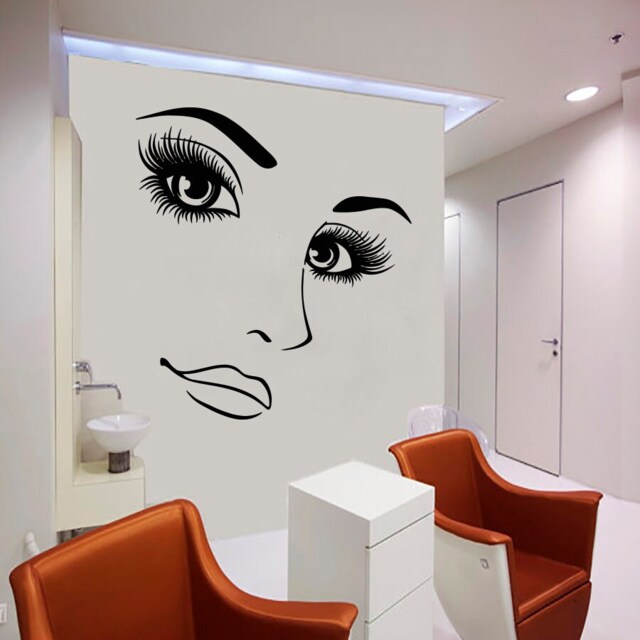 Woman Face Lashes Wall Decal Beauty Salon Decor T69 - image 1