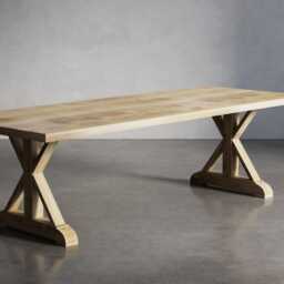 Hardwood Solid Oak Dining Table With Wooden Farmhouse Legs - Industrial Rustic Handmade Kitchen 042 - thumbnail 2