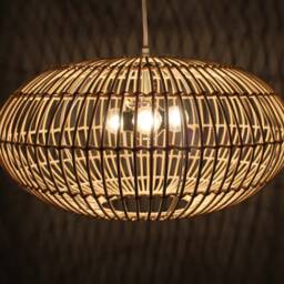 Handwoven Rattan Pendant Light, Ellipse-Shaped Lampshade Width 19.7 - thumbnail 3