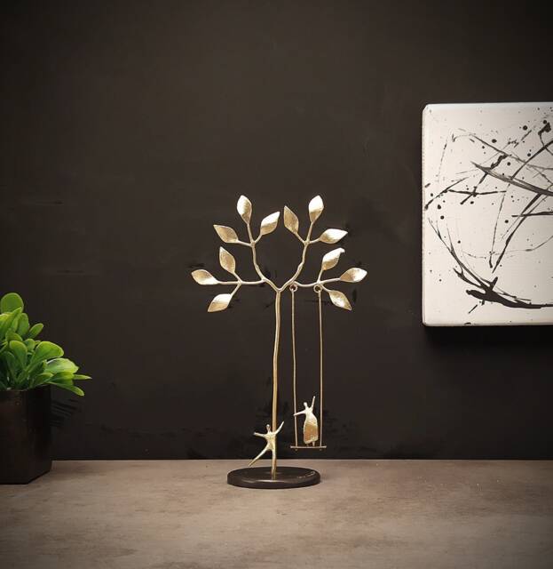 Handmade Bronze Sculpture Tree With Swing, Limited Edition Art - image 1
