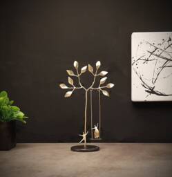 Handmade Bronze Sculpture Tree With Swing, Limited Edition Art - thumbnail 1