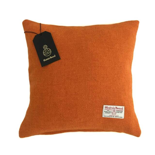 Harris Tweed Cushion Cover - Double Sided With Concealed Ykk Zip Orange 100% Wool All Sizes Available - image 1