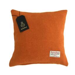 Harris Tweed Cushion Cover - Double Sided With Concealed Ykk Zip Orange 100% Wool All Sizes Available - thumbnail 1