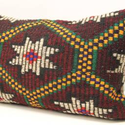Turkish Kilim Pillow Cover 16x24, Vintage Wool Lumbar Cushion - thumbnail 3