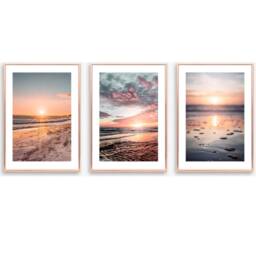Set Of 3 Beach Prints, Bedroom Wall Art, Pink Sunset Sunrise Print, Posters, Living Room Prints - thumbnail 3