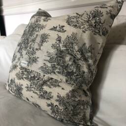 French Vintage Toile De Jouy Cushion Cover - Handmade Grey Pillow - thumbnail 3