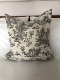 French Vintage Toile De Jouy Cushion Cover - Handmade Grey Pillow - thumbnail 1