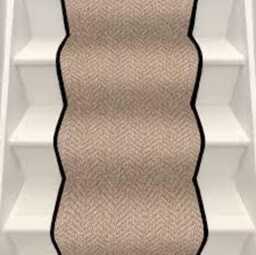 Beige Stair Runner With Black Whipped Edge