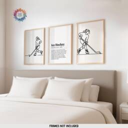 Minimal Ice Hockey Prints - Set Of 3 Posters - Line Drawing Wall Art Girls Bedroom Decor Player Gifts Kids Room - thumbnail 2