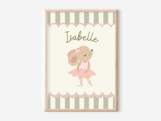 Personalised Ballerina Mouse Print For A Girls Bedroom, Nursery Or Playroom - Print Only - image 1