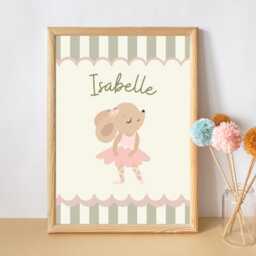 Personalised Ballerina Mouse Print For A Girls Bedroom, Nursery Or Playroom - Print Only - thumbnail 3