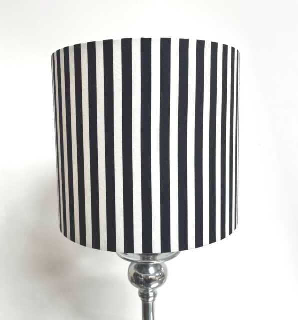 Black & White Drum Lampshade UK Made Contemporary Retro Lamp Shade Textured Black White Drum & Striped - image 1