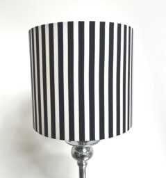 Black & White Drum Lampshade UK Made Contemporary Retro Lamp Shade Textured Black White Drum & Striped
