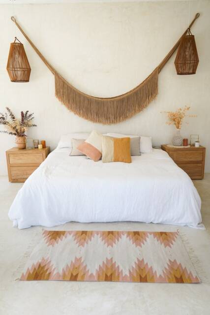 Handwoven Mexican Rug Oaxacan Woven Rugs - Flor De Desierto - Natural Base + Desert Rose Clay - image 1