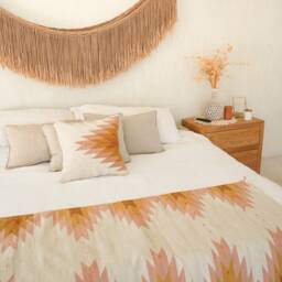 Handwoven Mexican Rug Oaxacan Woven Rugs - Flor De Desierto - Natural Base + Desert Rose Clay - thumbnail 2