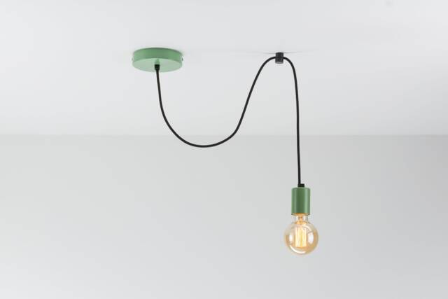 Elvin Single Ceiling Pendant Lamp - Green Swag Hook You Choose We Build Textile Cable Color Cord - image 1