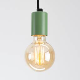 Elvin Single Ceiling Pendant Lamp - Green Swag Hook You Choose We Build Textile Cable Color Cord - thumbnail 2