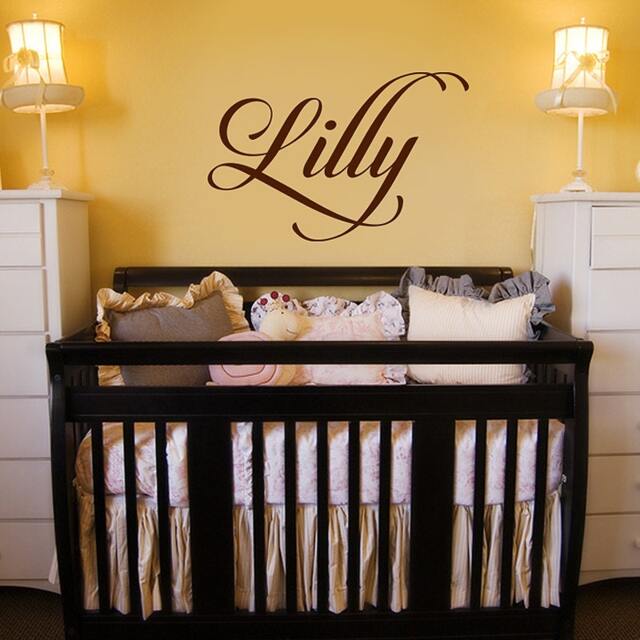 Girls Name Decal, Personalized Wall Script Name, Little Girl Bedroom Decor, Decal For Nursery, Crib - image 1