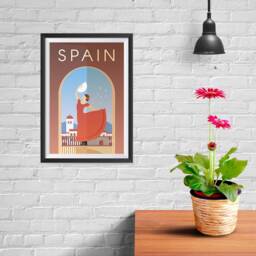 Retro World Famous City Posters - Vintage, Travel Poster Printing Wall Art Print For Home Office Madrid, Spain - thumbnail 1