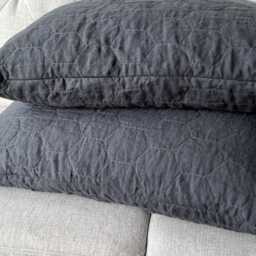 Quilted Linen Pillowcases - Set Of 2 Stonewashed Flax With Zipper - thumbnail 3
