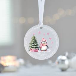 First Christmas Babys Snowman Penguin Ornament Gift, Personalised Baby Bauble, New Decoration, Gift - thumbnail 4