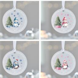 First Christmas Babys Snowman Penguin Ornament Gift, Personalised Baby Bauble, New Decoration, Gift - thumbnail 2