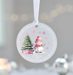 First Christmas Babys Snowman Penguin Ornament Gift, Personalised Baby Bauble, New Decoration, Gift