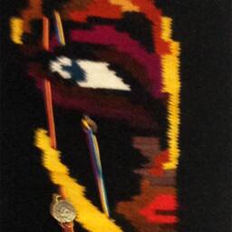 "Woven Wall Hanging, Art Tapestry, Handwoven Home Decor, Boho Fiber Art, Handmade Art Gift ""The Mask - Scene Of A Woman" - thumbnail 2