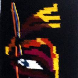 "Woven Wall Hanging, Art Tapestry, Handwoven Home Decor, Boho Fiber Art, Handmade Art Gift ""The Mask - Scene Of A Woman" - thumbnail 3