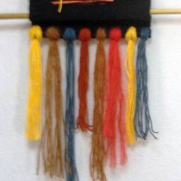 "Woven Wall Hanging, Art Tapestry, Handwoven Home Decor, Boho Fiber Art, Handmade Art Gift ""The Mask - Scene Of A Woman" - thumbnail 4