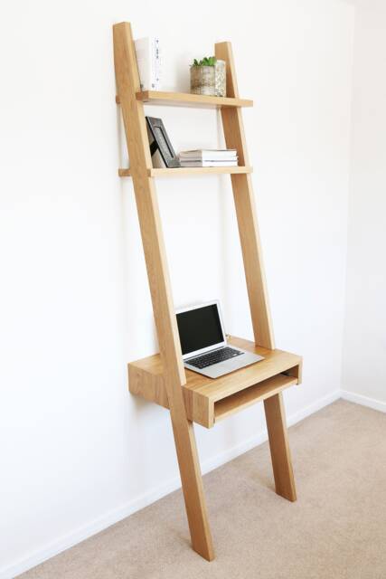 Small, Oak, Mid Century, Floating Desk, Dressing Table With Shelves {Shown in Oak} - image 1