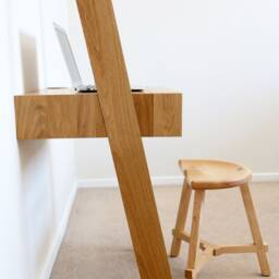 Small, Oak, Mid Century, Floating Desk, Dressing Table With Shelves {Shown in Oak} - thumbnail 3