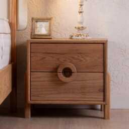 Handmade Solid Oak Nightstand With Two Drawers - Scandinavian Minimalist Bedside Table, Modern Wooden
