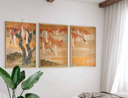 Japanese Set Of 3 Posters, Wall Art, Katsushika Hokusai Gift, Oriental Decor, Botanical Floral Art - thumbnail 1