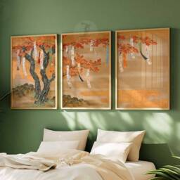 Japanese Set Of 3 Posters, Wall Art, Katsushika Hokusai Gift, Oriental Decor, Botanical Floral Art - thumbnail 3